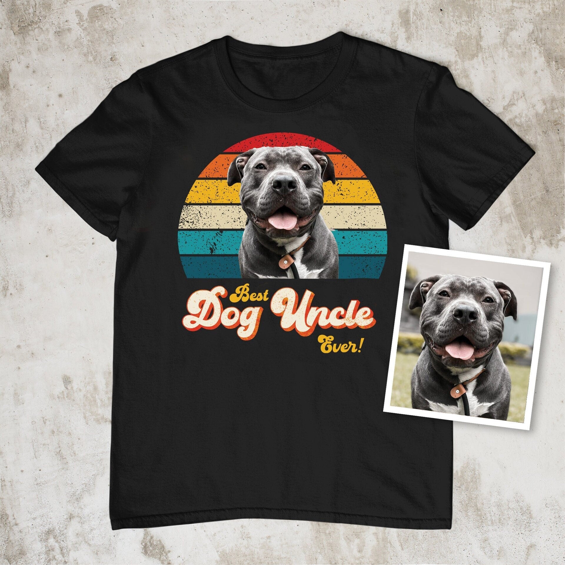 Dog Uncle Photo Retro Shirt - Hi Doggi