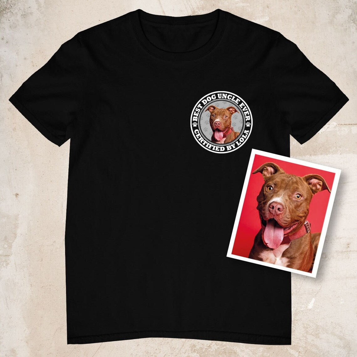 Certified Best Dog Uncle Chest Photo Shirt