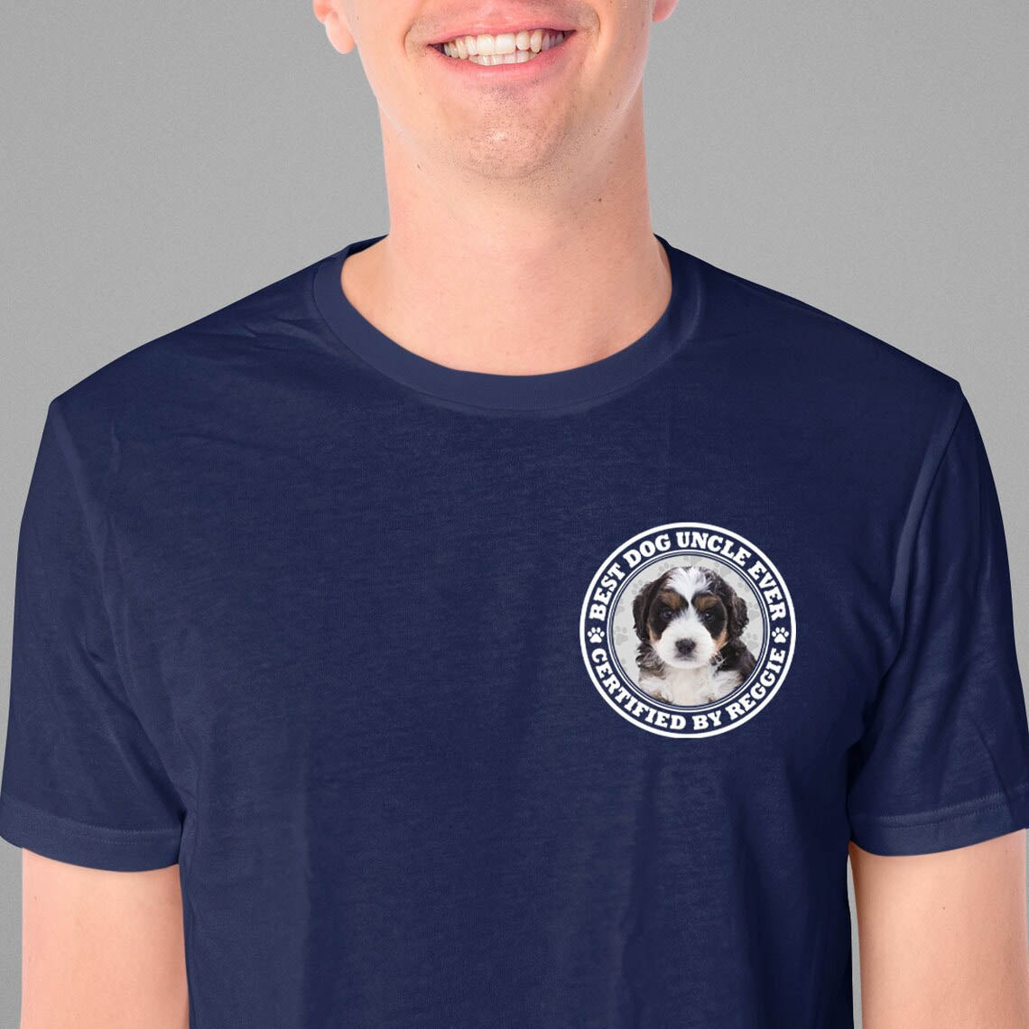 Certified Best Dog Uncle Chest Photo Shirt