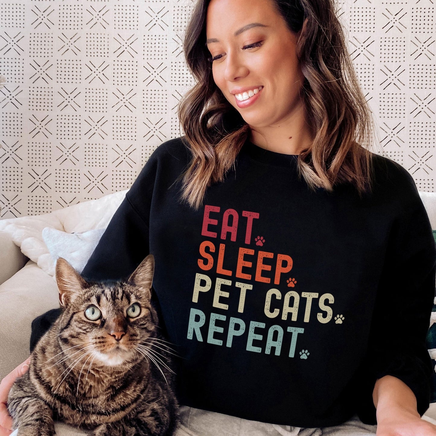 Eat Sleep Pet Cats Sweatshirt - Hi Doggi
