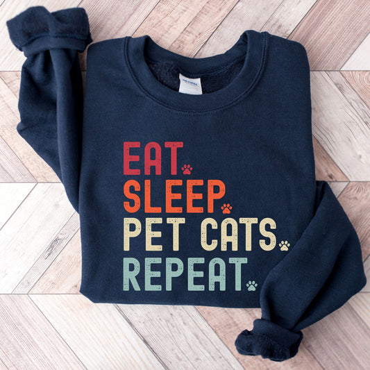 Eat Sleep Pet Cats Sweatshirt - Hi Doggi