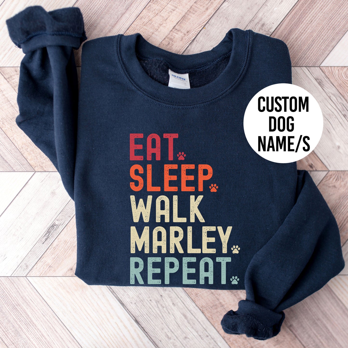 Eat Sleep Walk Dog Retro Sweatshirt