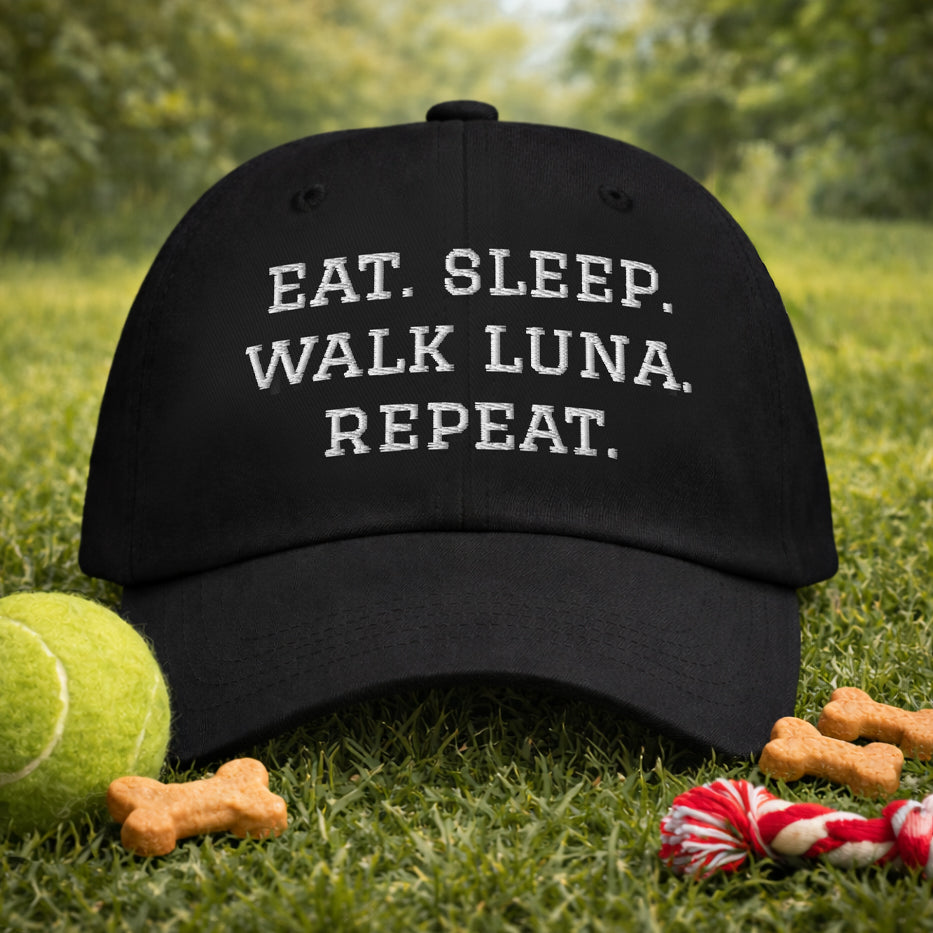 Custom Name Eat Sleep Walk Dog Cap
