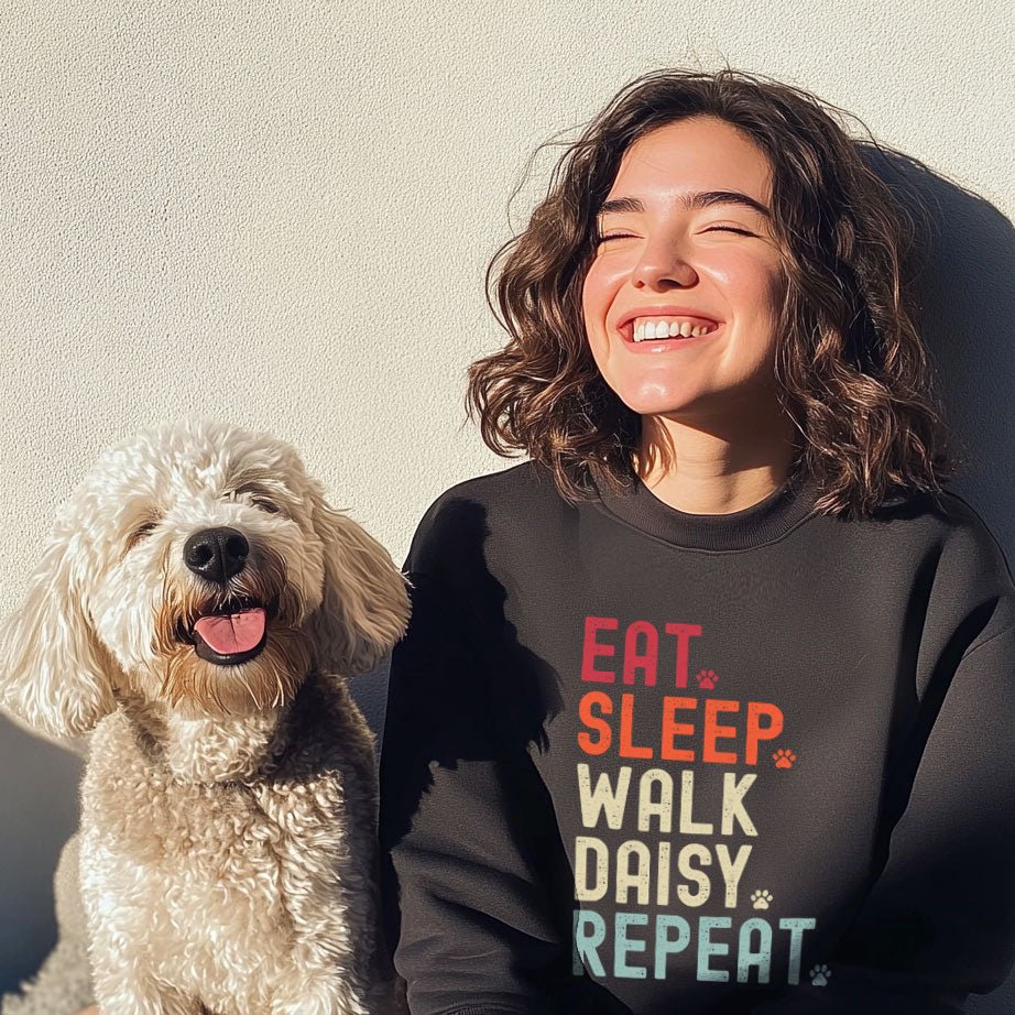 Eat Sleep Walk Dog Retro Sweatshirt - Hi Doggi