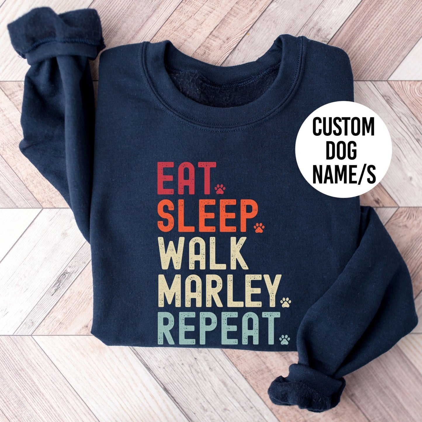 Eat Sleep Walk Dog Retro Sweatshirt - Hi Doggi