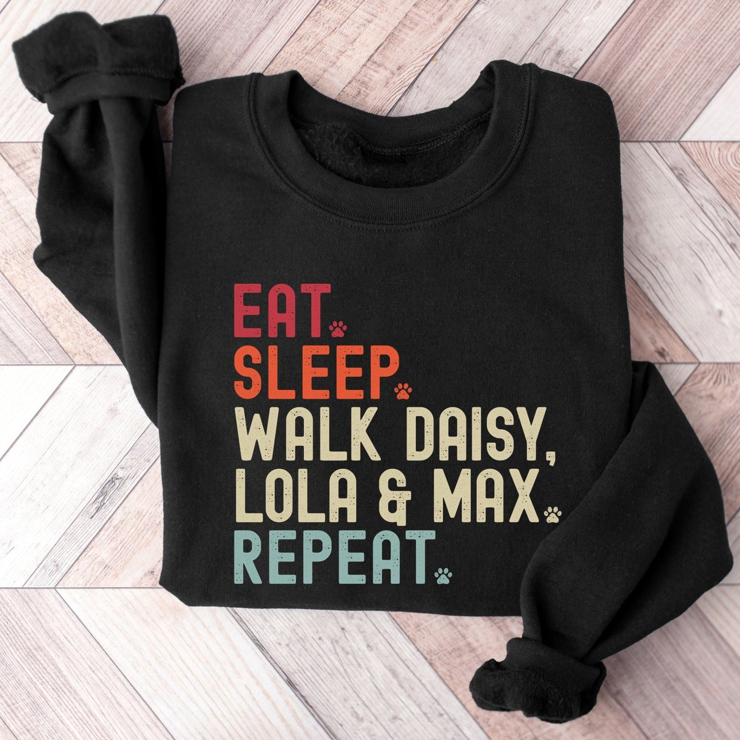 Eat Sleep Walk Dog Retro Sweatshirt - Hi Doggi