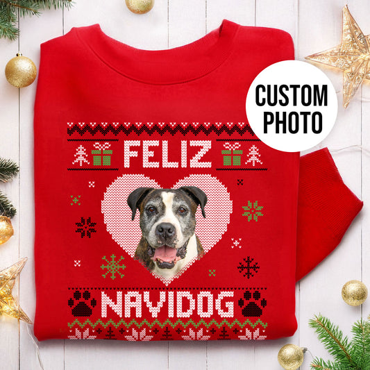 Feliz Navidog Custom Photo Sweatshirt