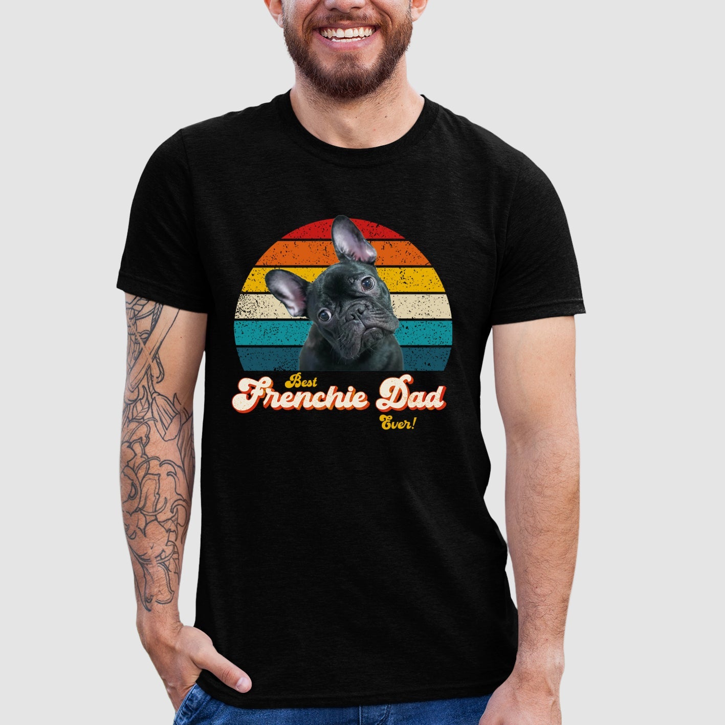 Frenchie Dad Photo Retro Shirt - Hi Doggi
