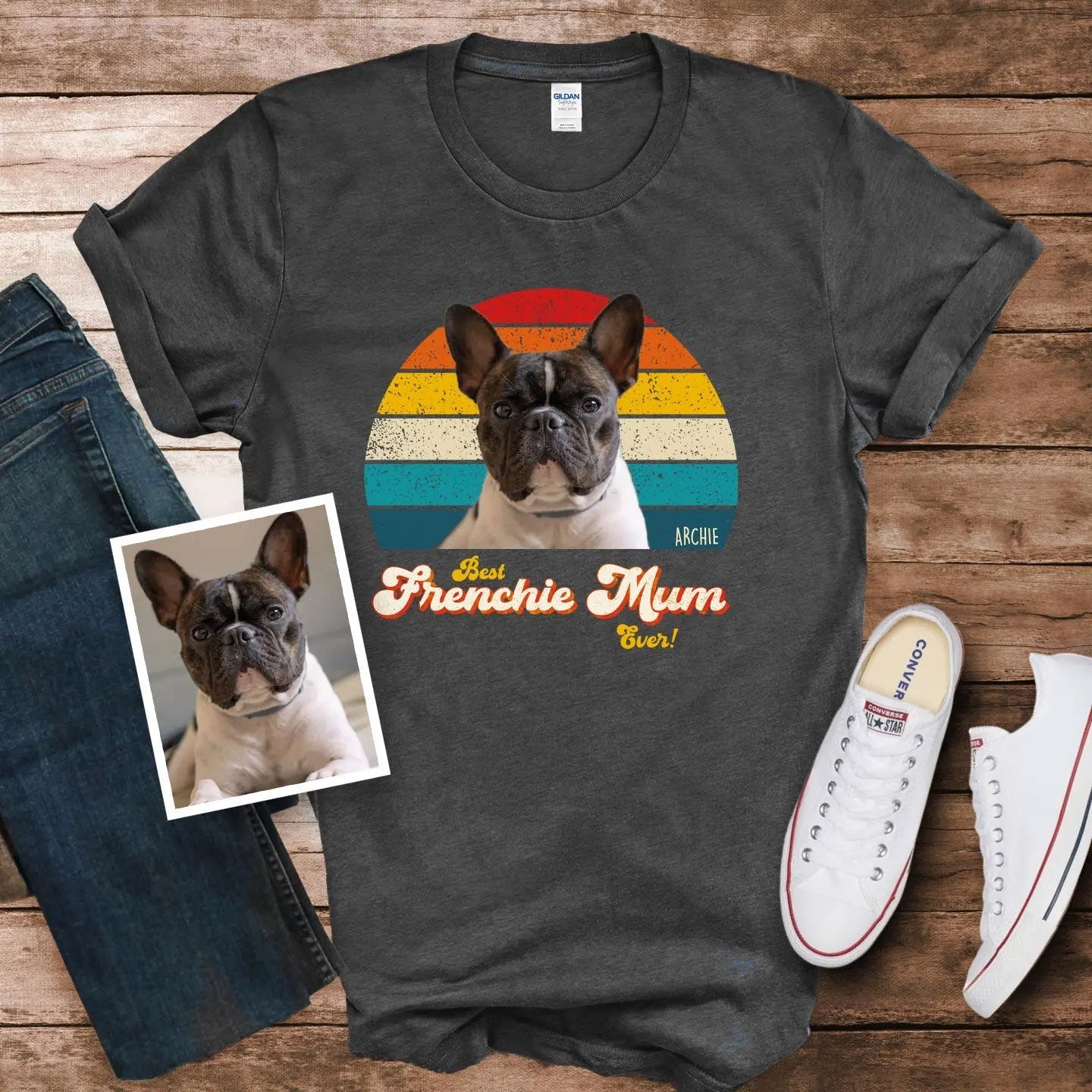 Frenchie Mum Photo Retro Shirt - Hi Doggi