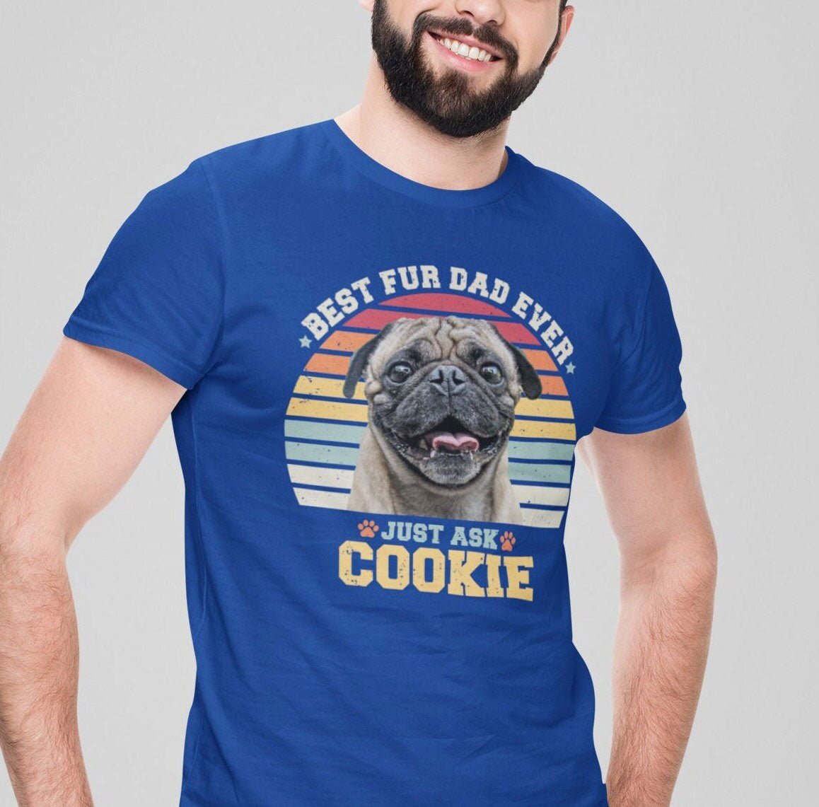 Fur Dad Photo Name Retro Shirt - Hi Doggi