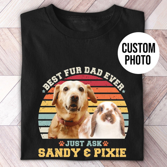 Fur Dad Photo Name Retro Shirt - Hi Doggi