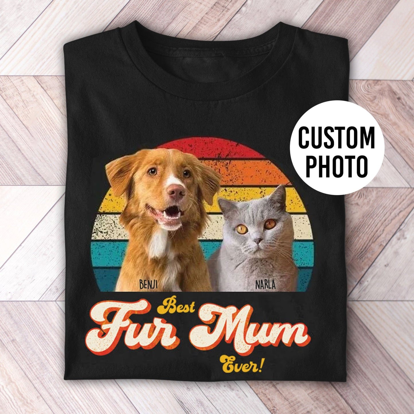 Fur Mum Photo Retro Shirt - Hi Doggi