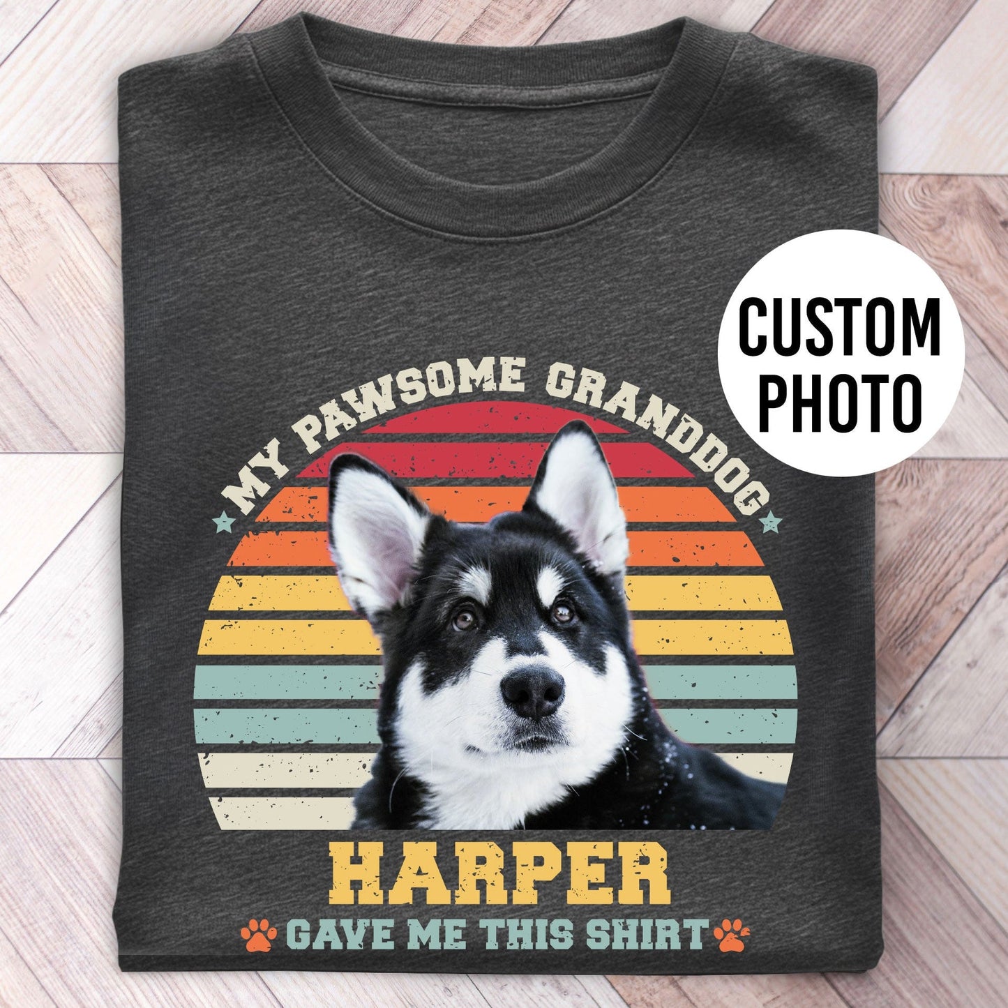 Granddog Photo Retro Shirt - Hi Doggi