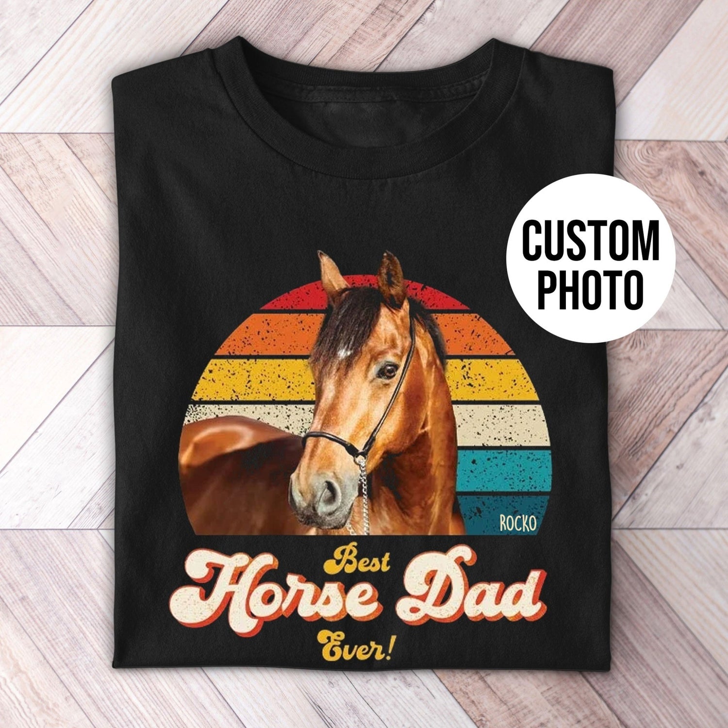 Horse Dad Photo Retro Shirt - Hi Doggi