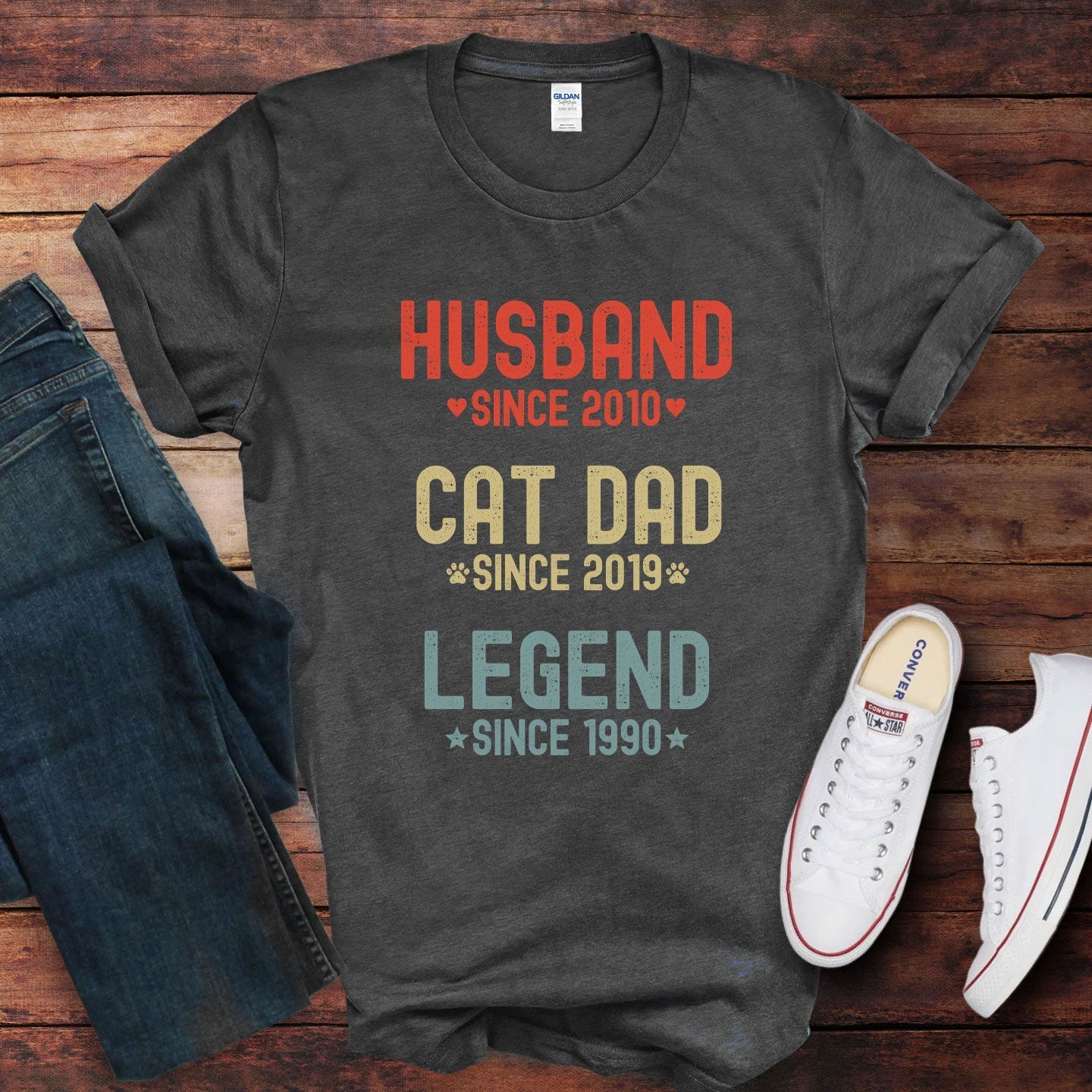 Husband Cat Dad Legend Custom Shirt - Hi Doggi