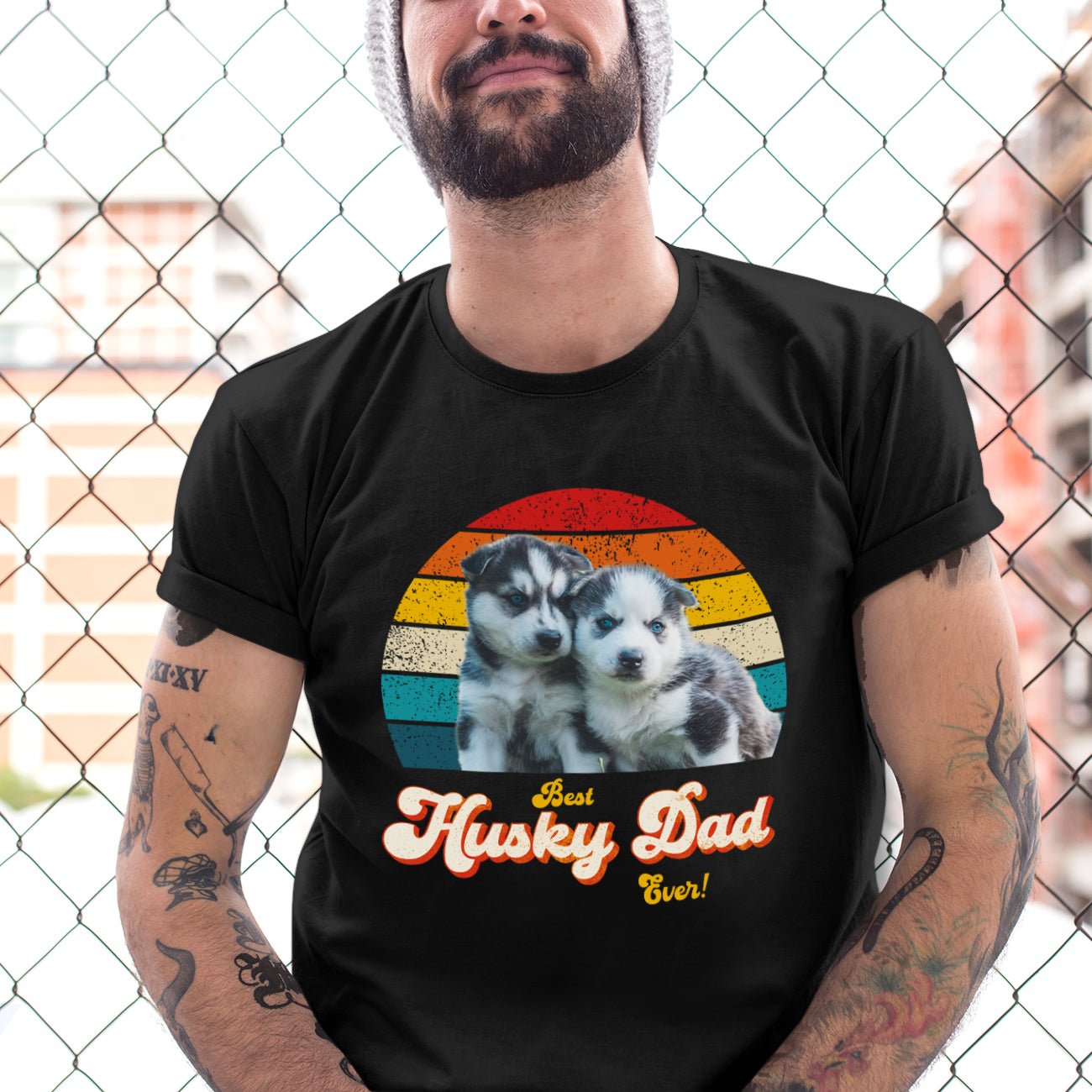 Husky Dad Photo Retro Shirt - Hi Doggi