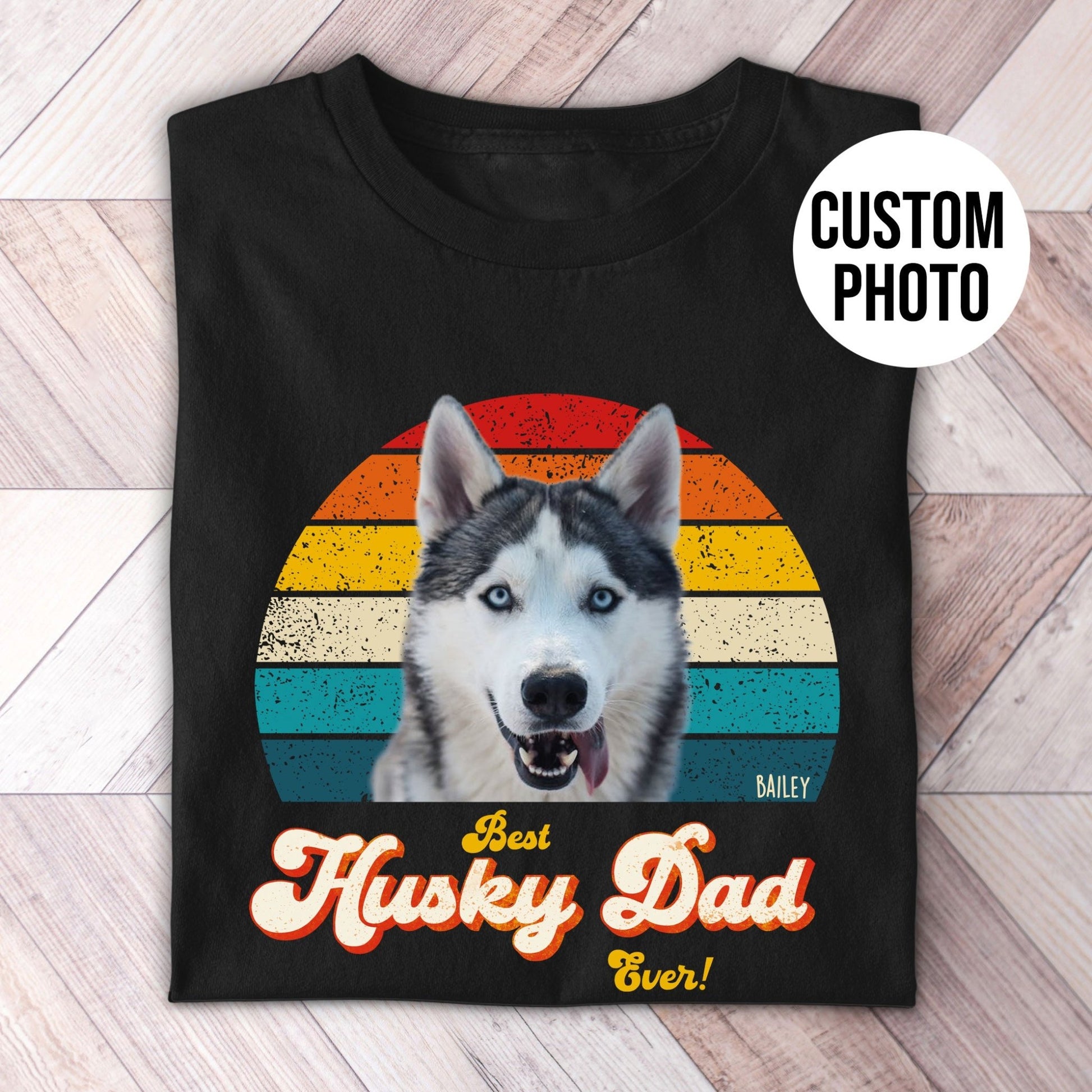 Husky Dad Photo Retro Shirt - Hi Doggi