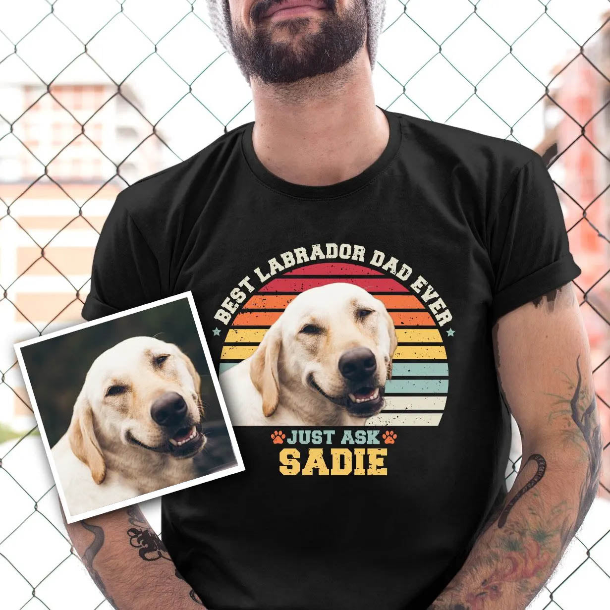 Labrador Dad Photo Name Retro Shirt
