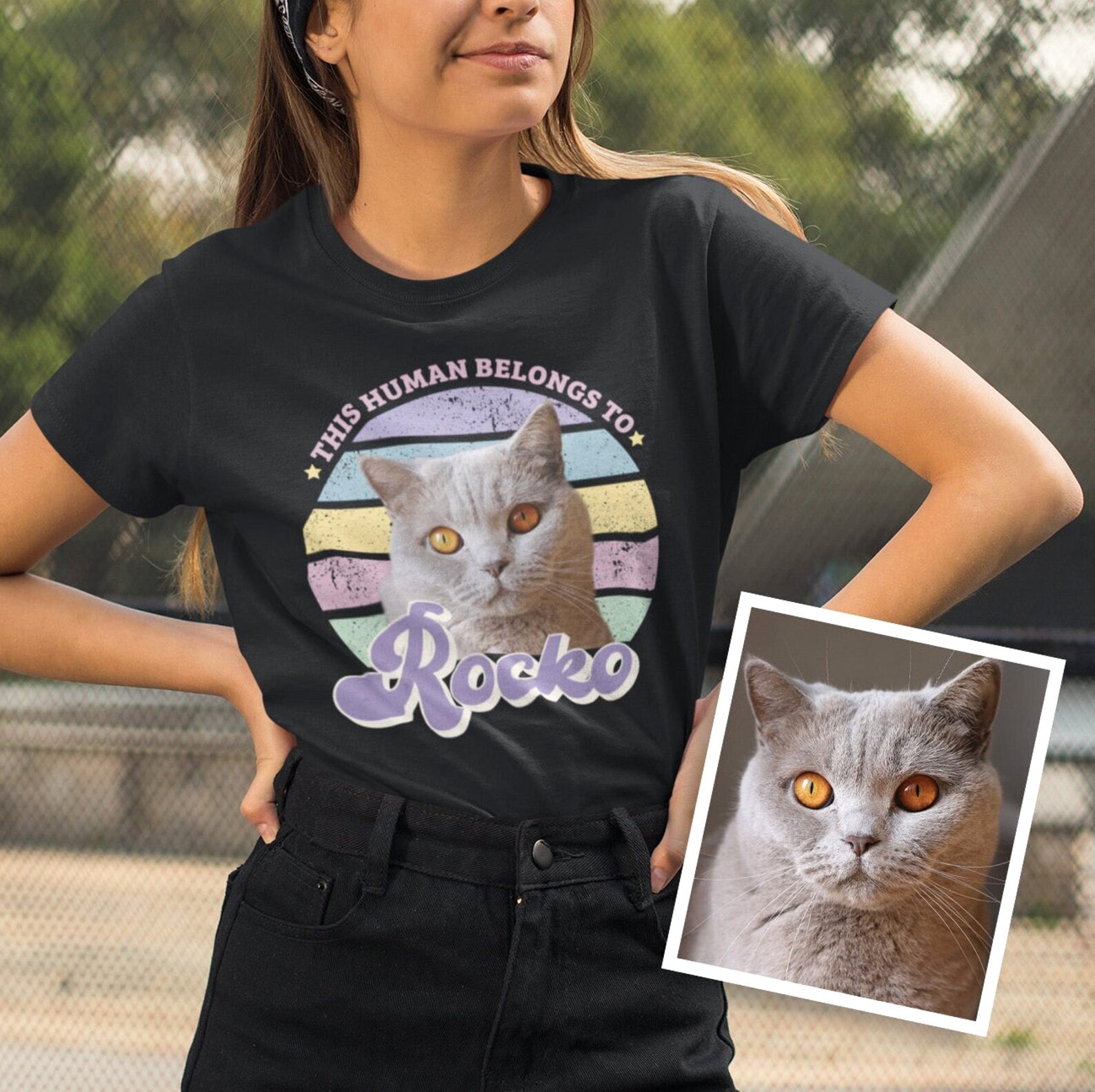 Pastels This Human Belongs To Photo Retro Shirt - Hi Doggi