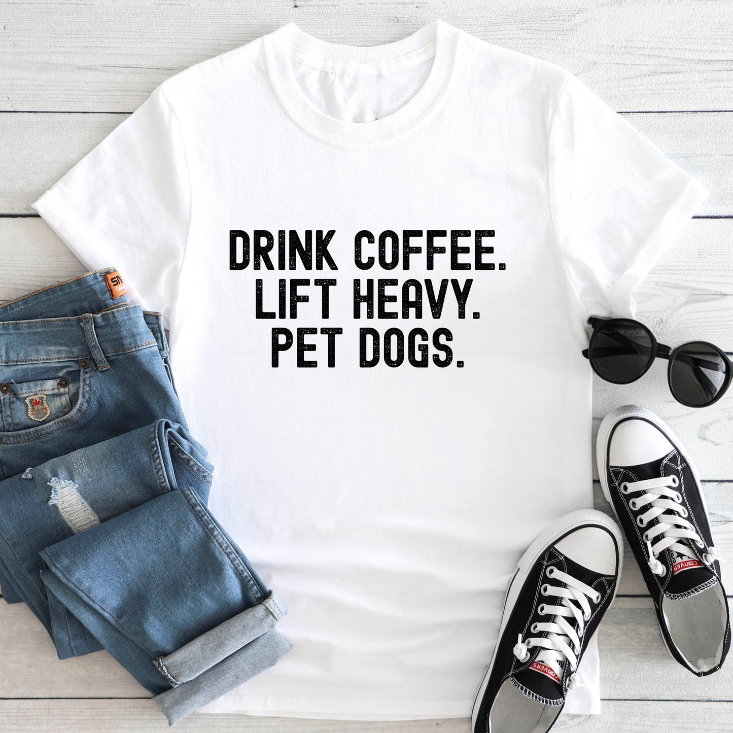 Drink Coffee Lift Heavy Pet Dogs Shirt