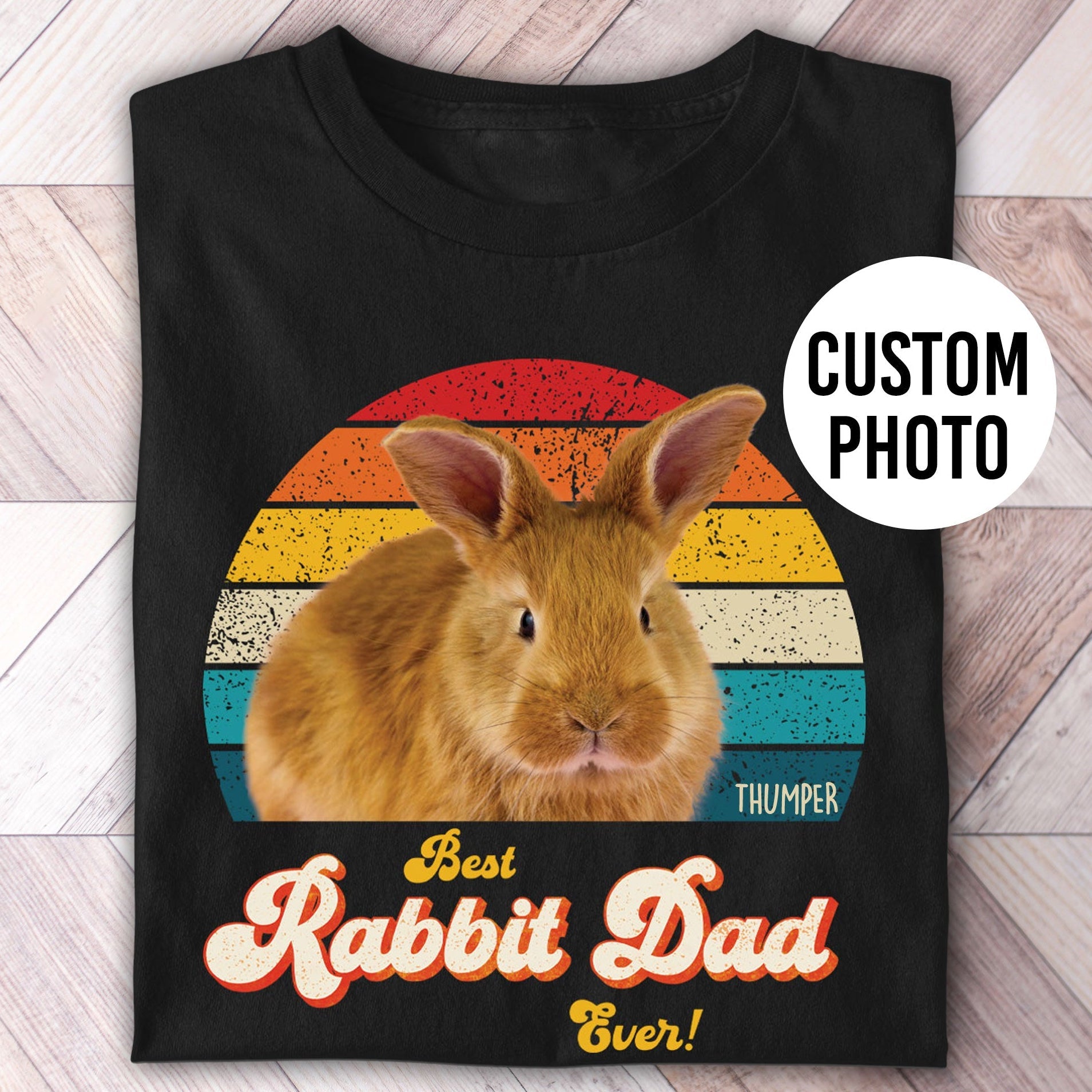 Rabbit Dad Photo Retro Shirt - Hi Doggi