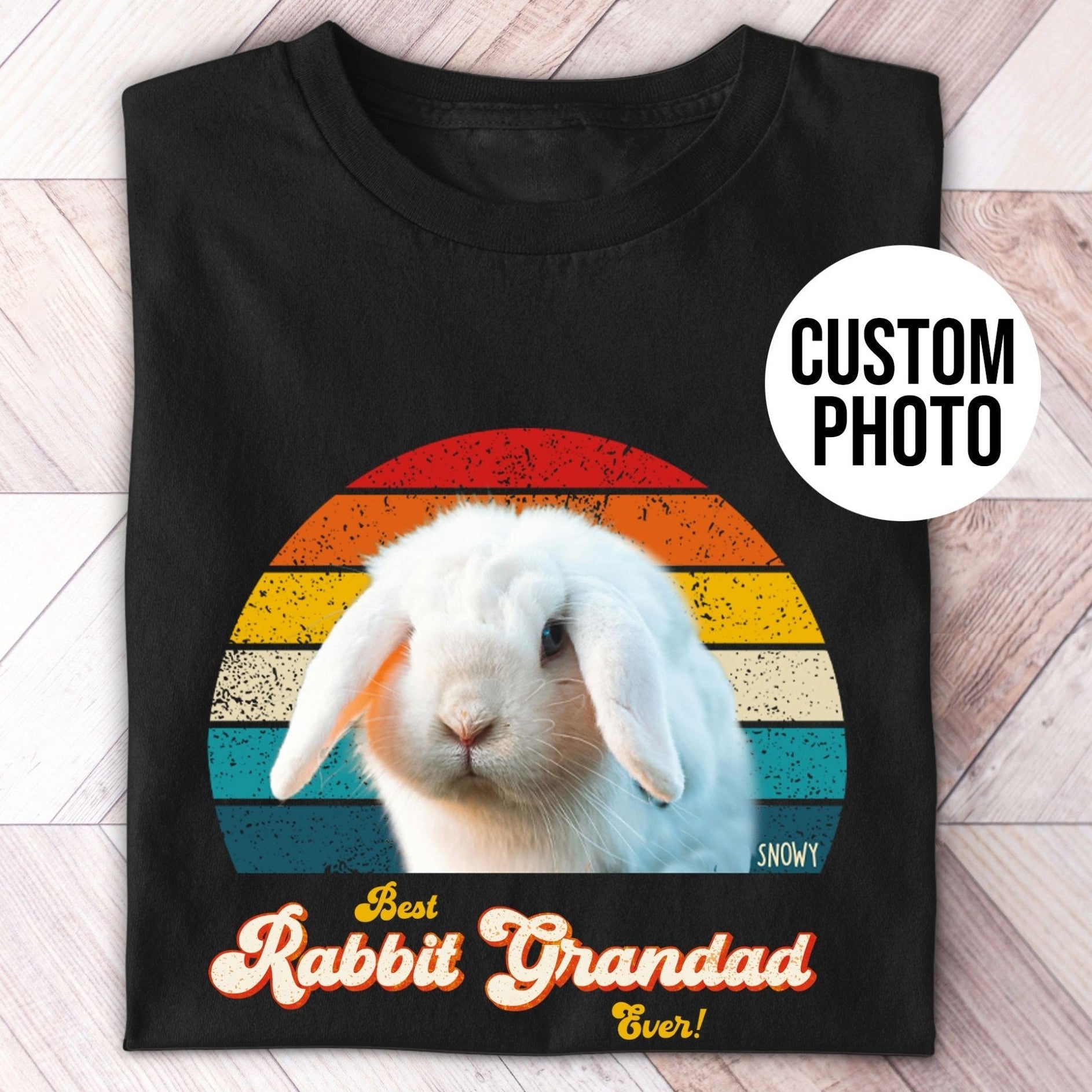 Rabbit Grandad / Grandpa Photo Retro Shirt - Hi Doggi