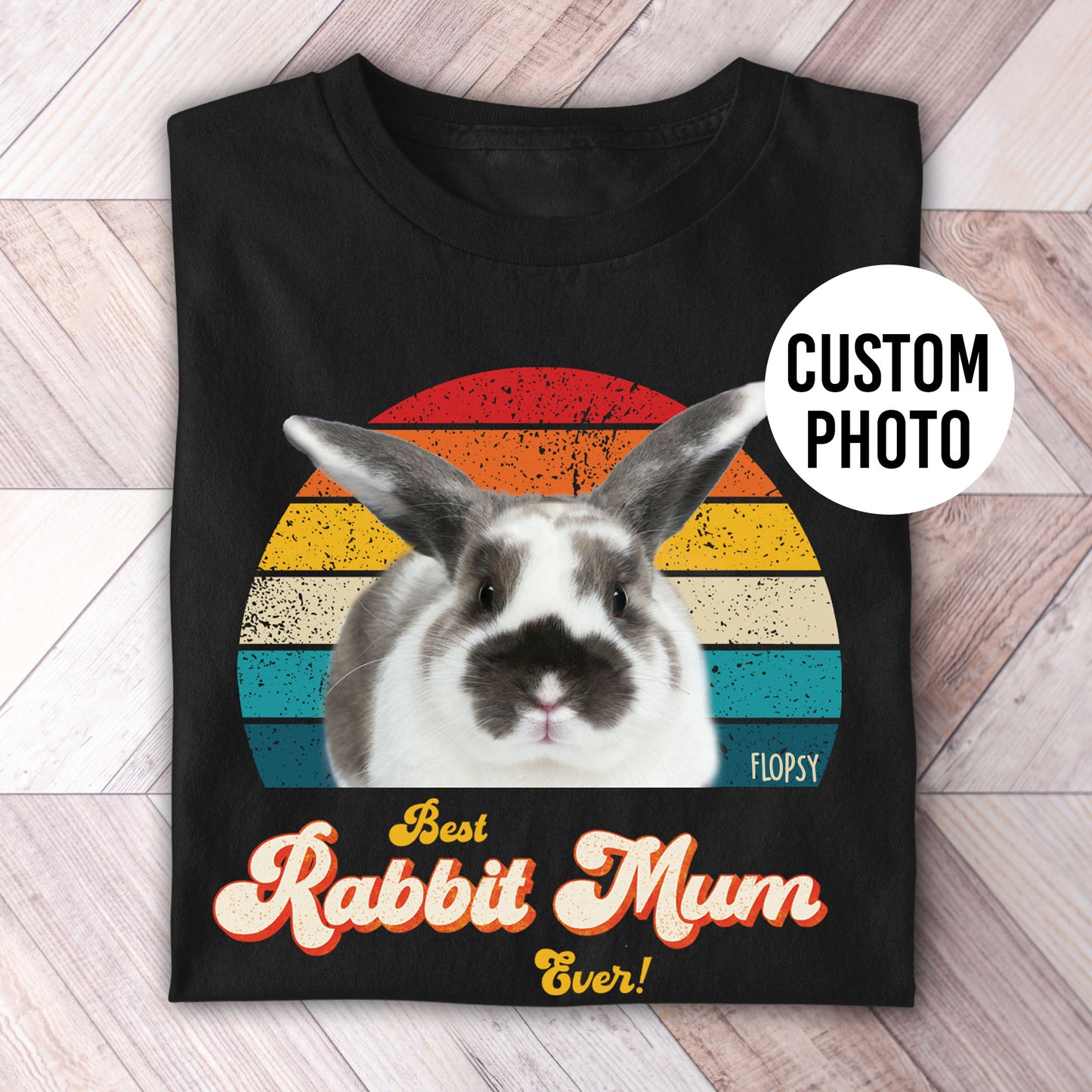 Rabbit Mum Photo Retro Shirt