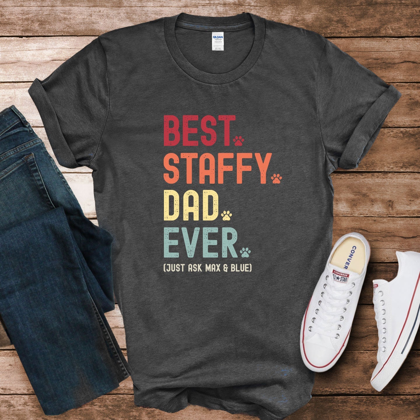Staffy Dad Just Ask Shirt - Hi Doggi
