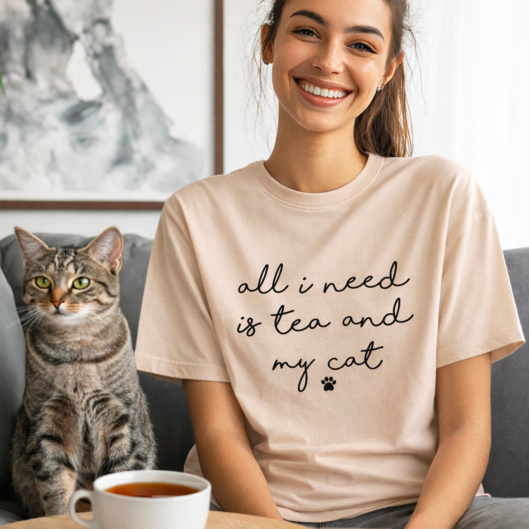 Tea and My Cat Shirt - Hi Doggi