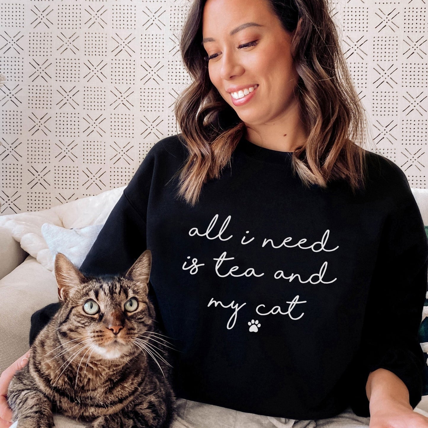 Tea and My Cat Sweatshirt - Hi Doggi