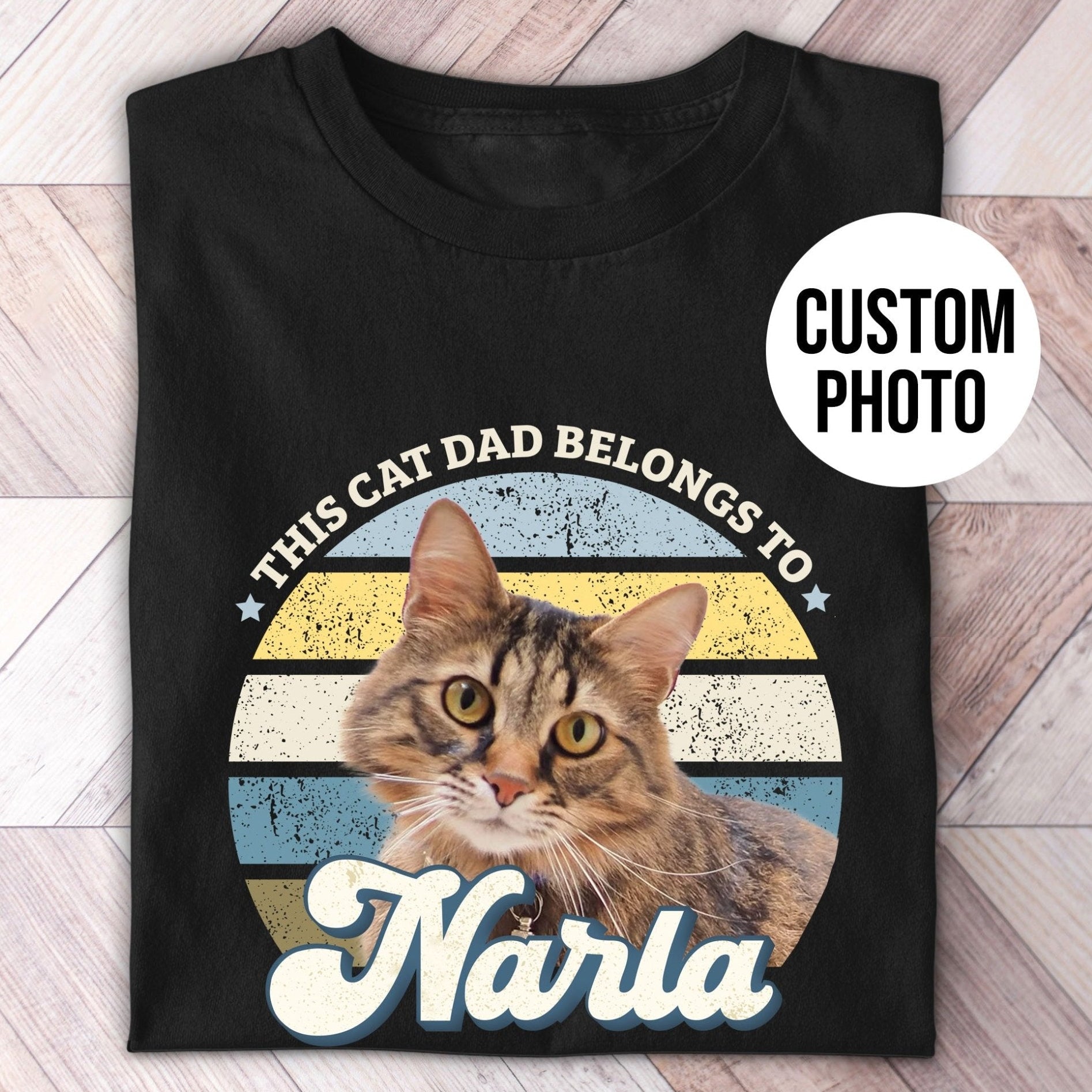 This Cat Dad Belongs To Photo Retro Shirt - Hi Doggi