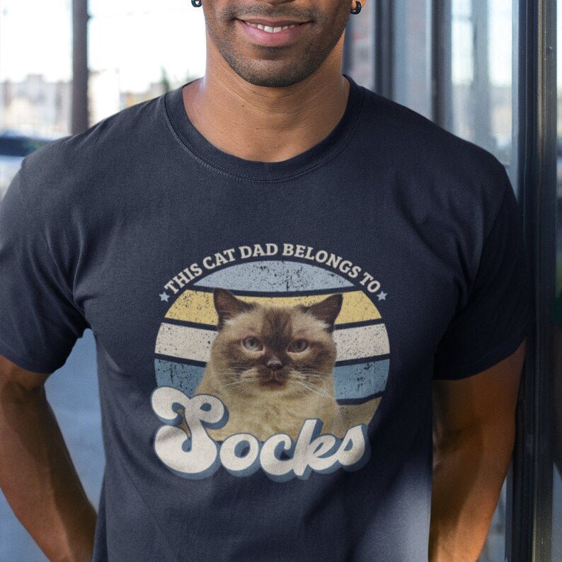 This Cat Dad Belongs To Photo Retro Shirt - Hi Doggi