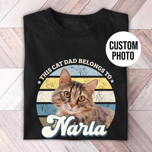 This Cat Dad Belongs To Photo Retro Shirt - Hi Doggi