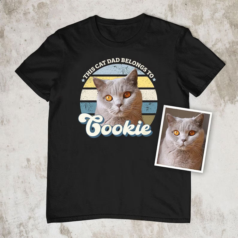 This Cat Dad Belongs To Photo Retro Shirt - Hi Doggi