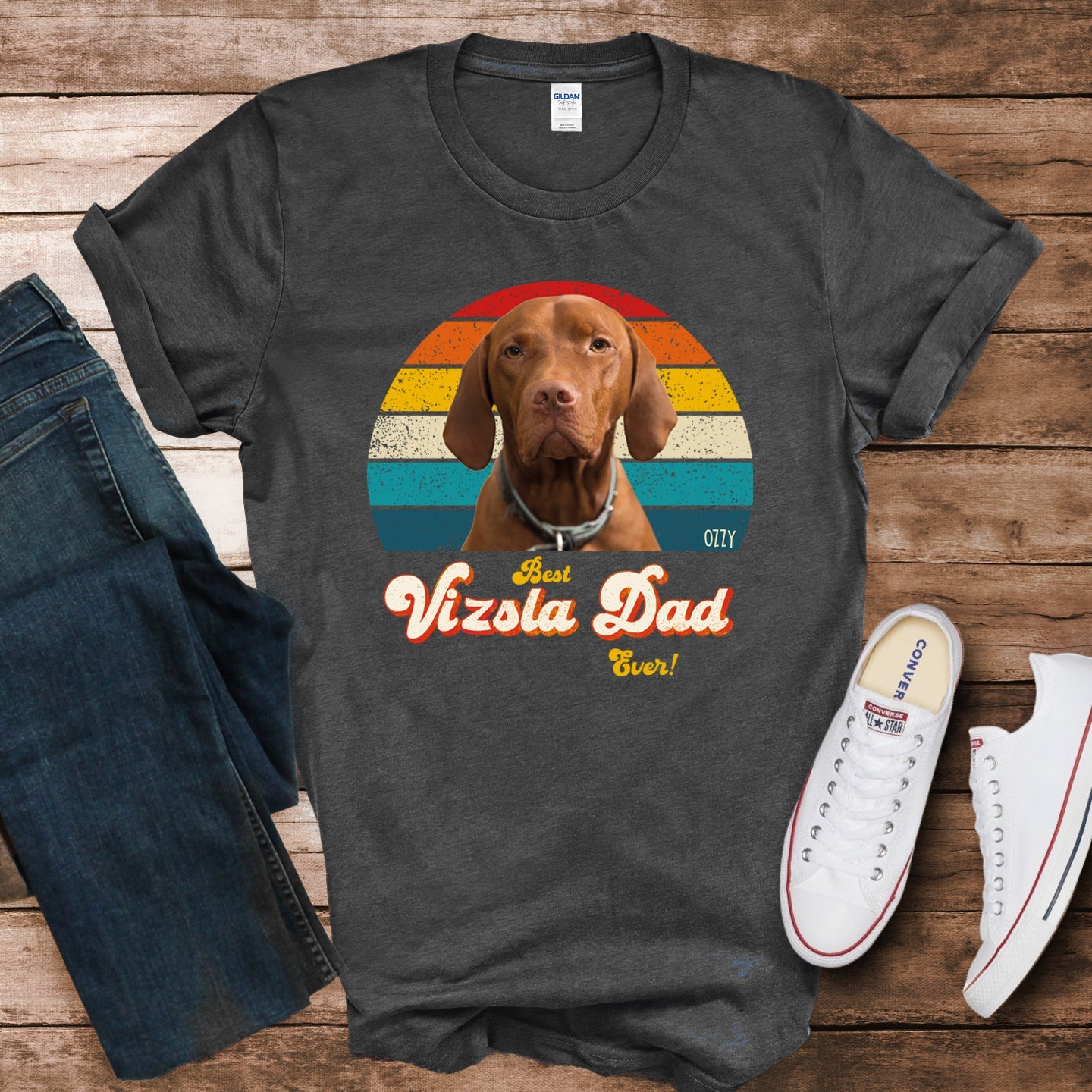Vizsla Dad Photo Retro Shirt - Hi Doggi