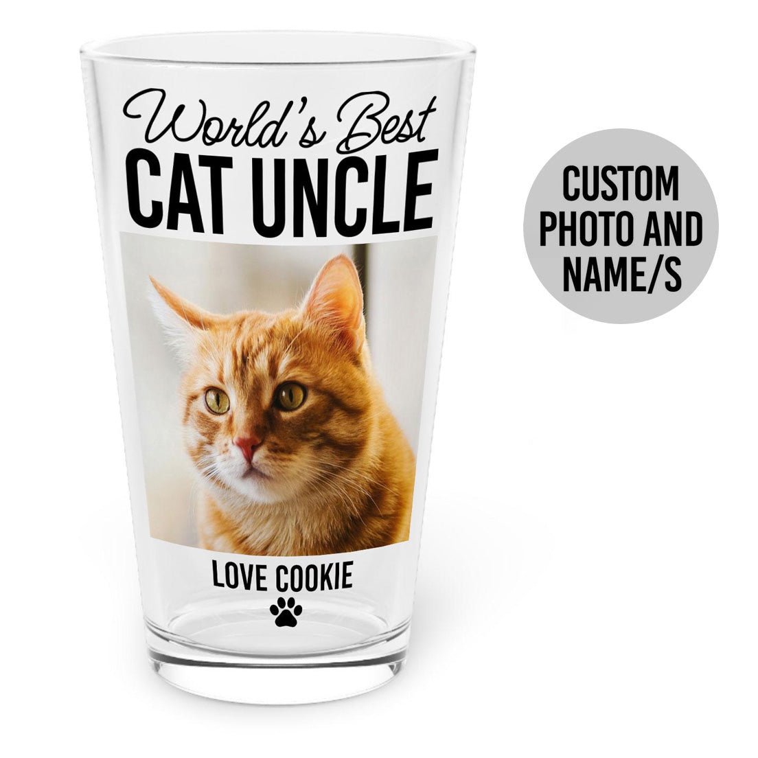World's Best Cat Uncle Pint Glass - Hi Doggi