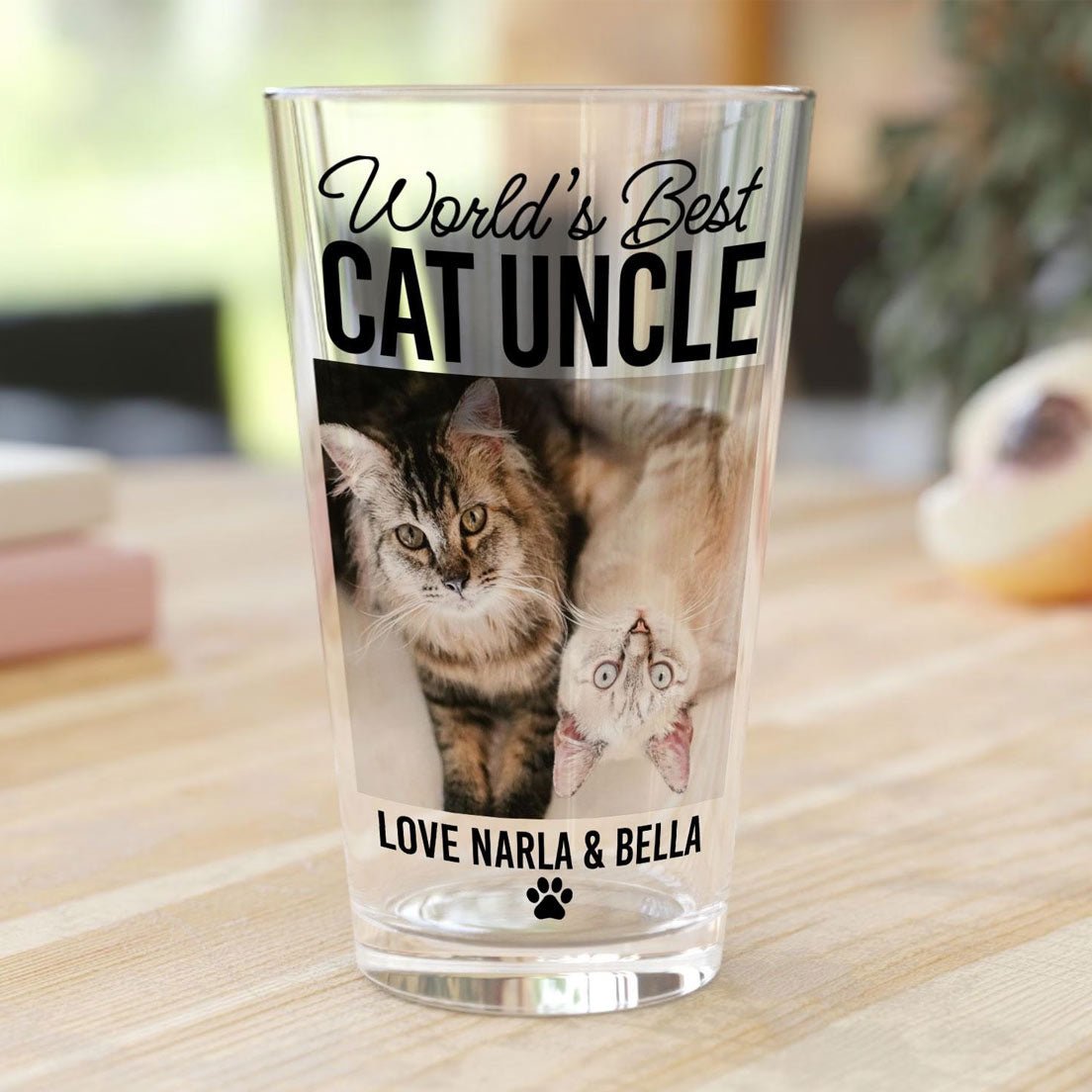 World's Best Cat Uncle Pint Glass - Hi Doggi