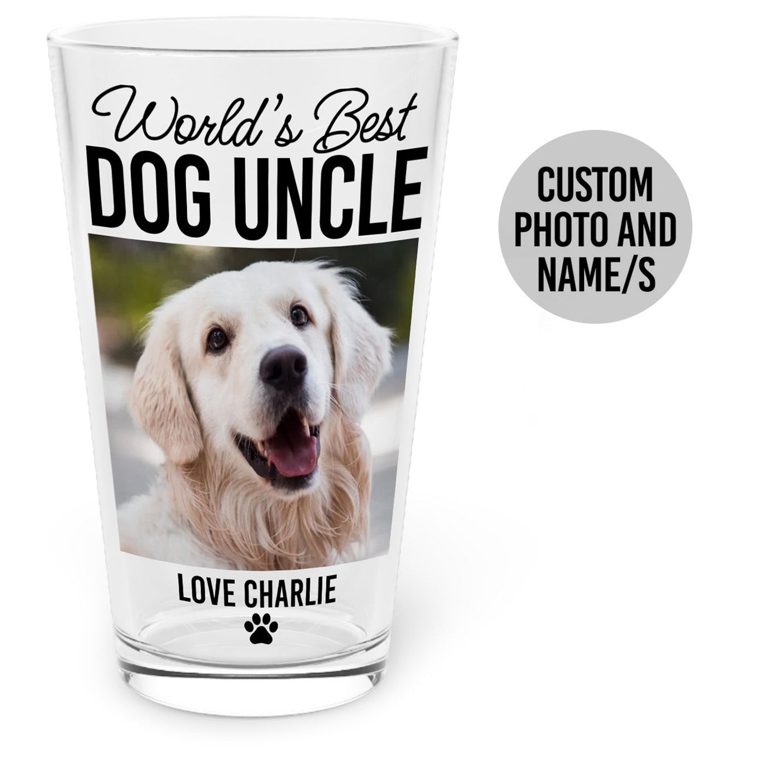 World's Best Dog Uncle Pint Glass - Hi Doggi